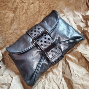 Original The Heide Gromet Michael Michael Kors Clutch Gunmetal. 11x7